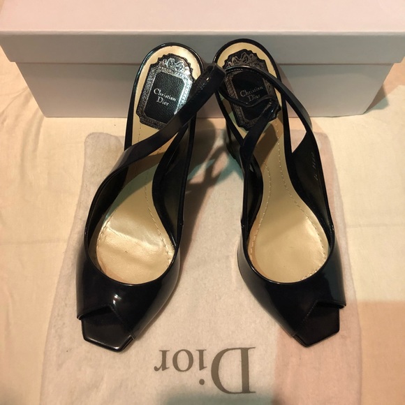 NEW NEVER WORN Dior Patent Wedge Heels - Picture 1 of 4